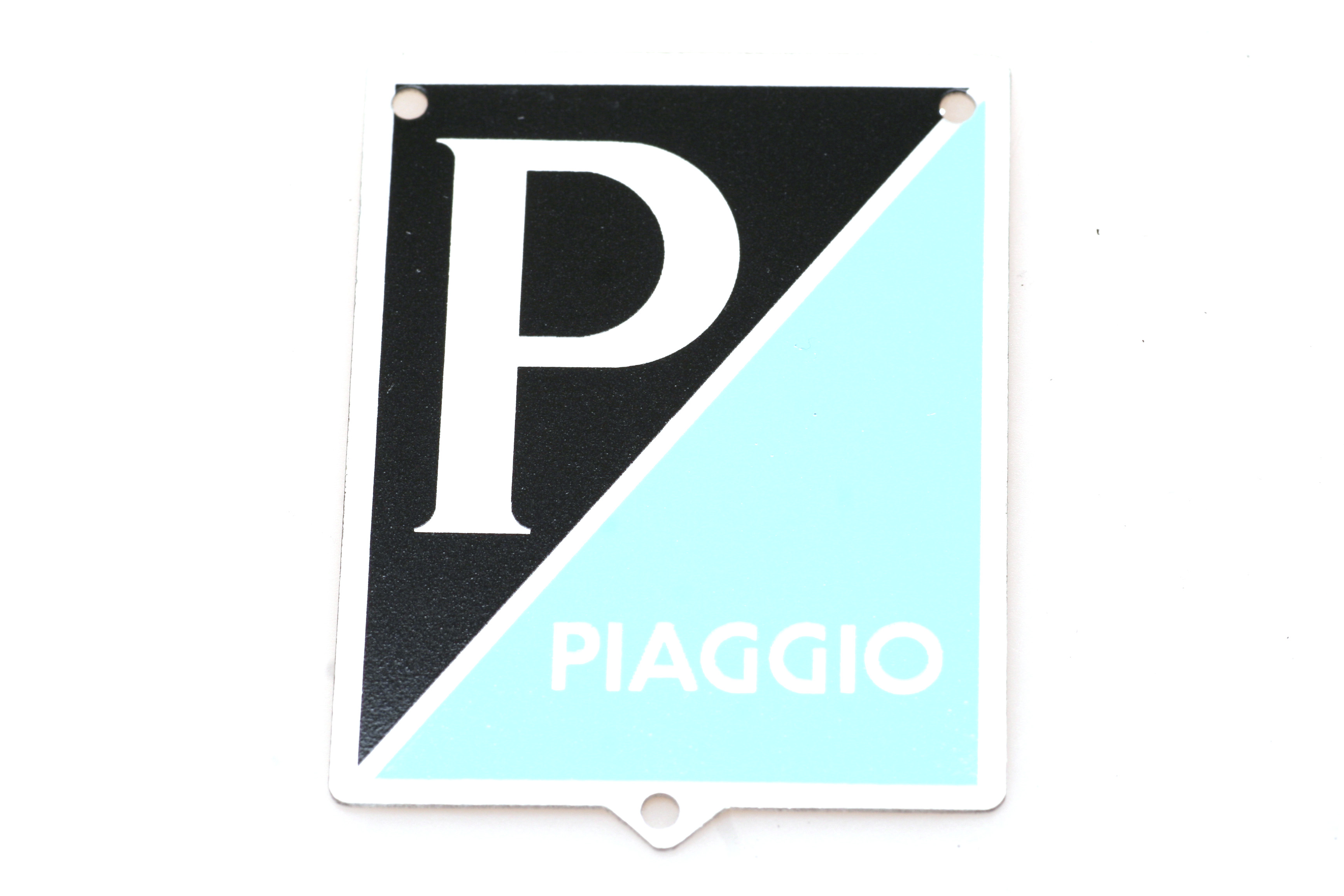 Emblem Piaggio, 4-Eck, Aluminium, 3 Löcher, VN2, VNA1-2