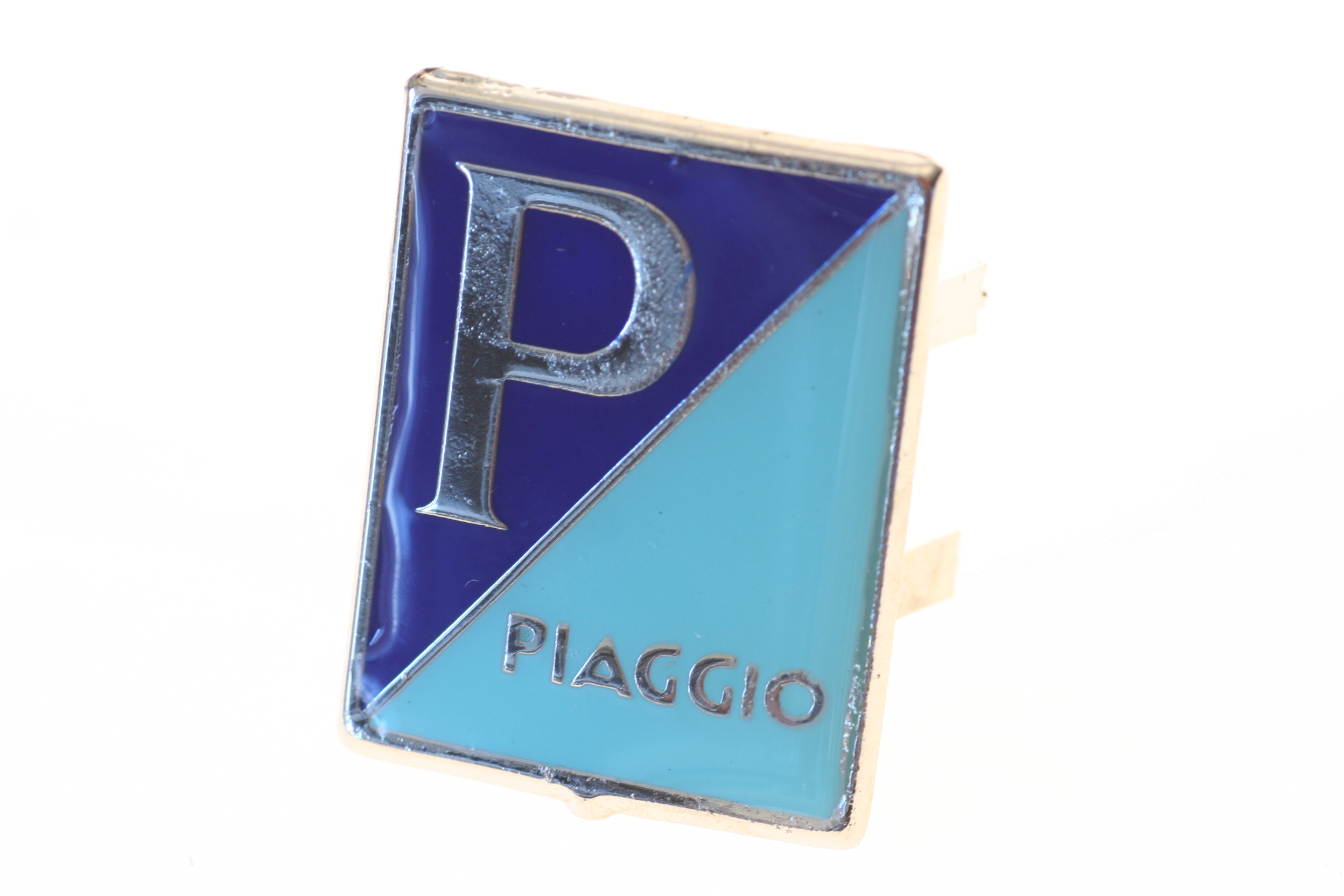 Emblem Piaggio, 4-Eck, emailliert, mit Klammern