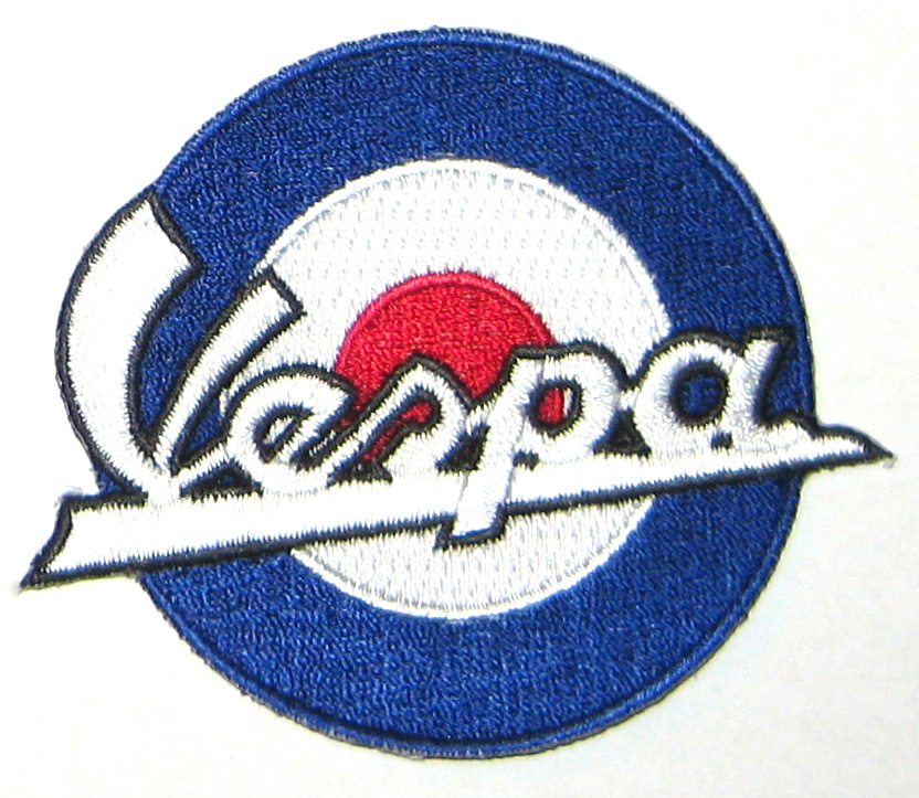 Aufnäher "British Target mit Vespa Schriftzug", rund, Ø65mm