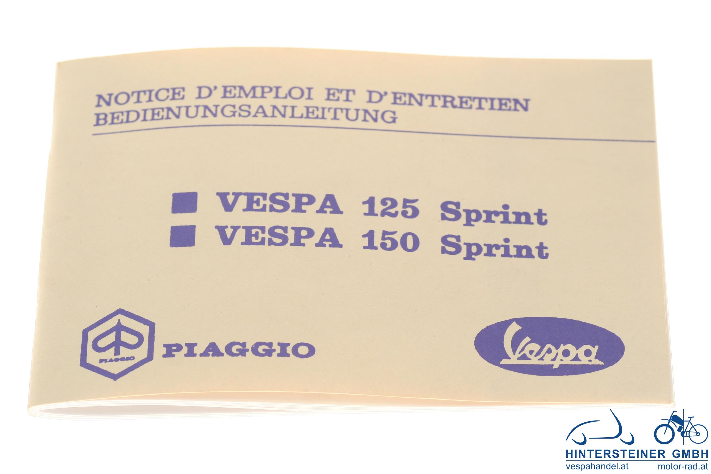 Bedienungsanleitung Vespa GL, alle 125-150 Sprint, 77 Seiten