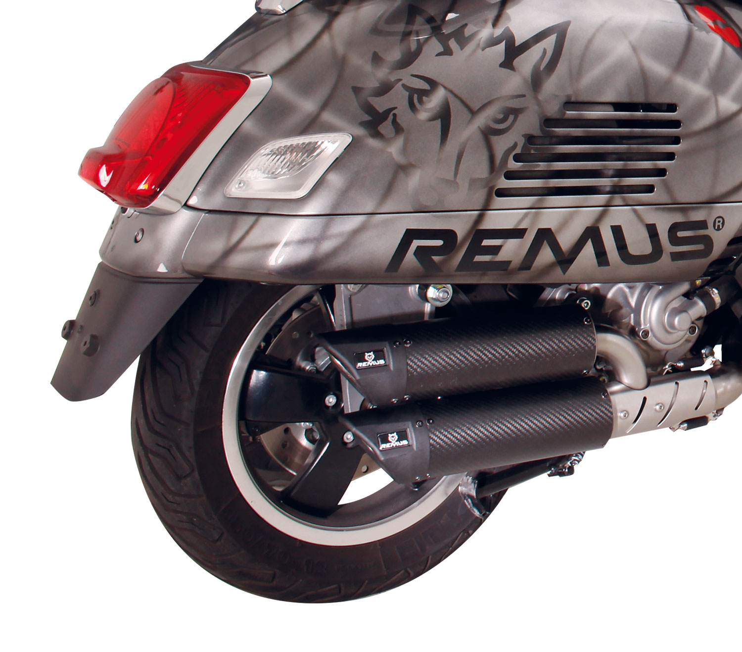 Rennauspuff Remus Dual Flow, GTS 125/250/300, E3