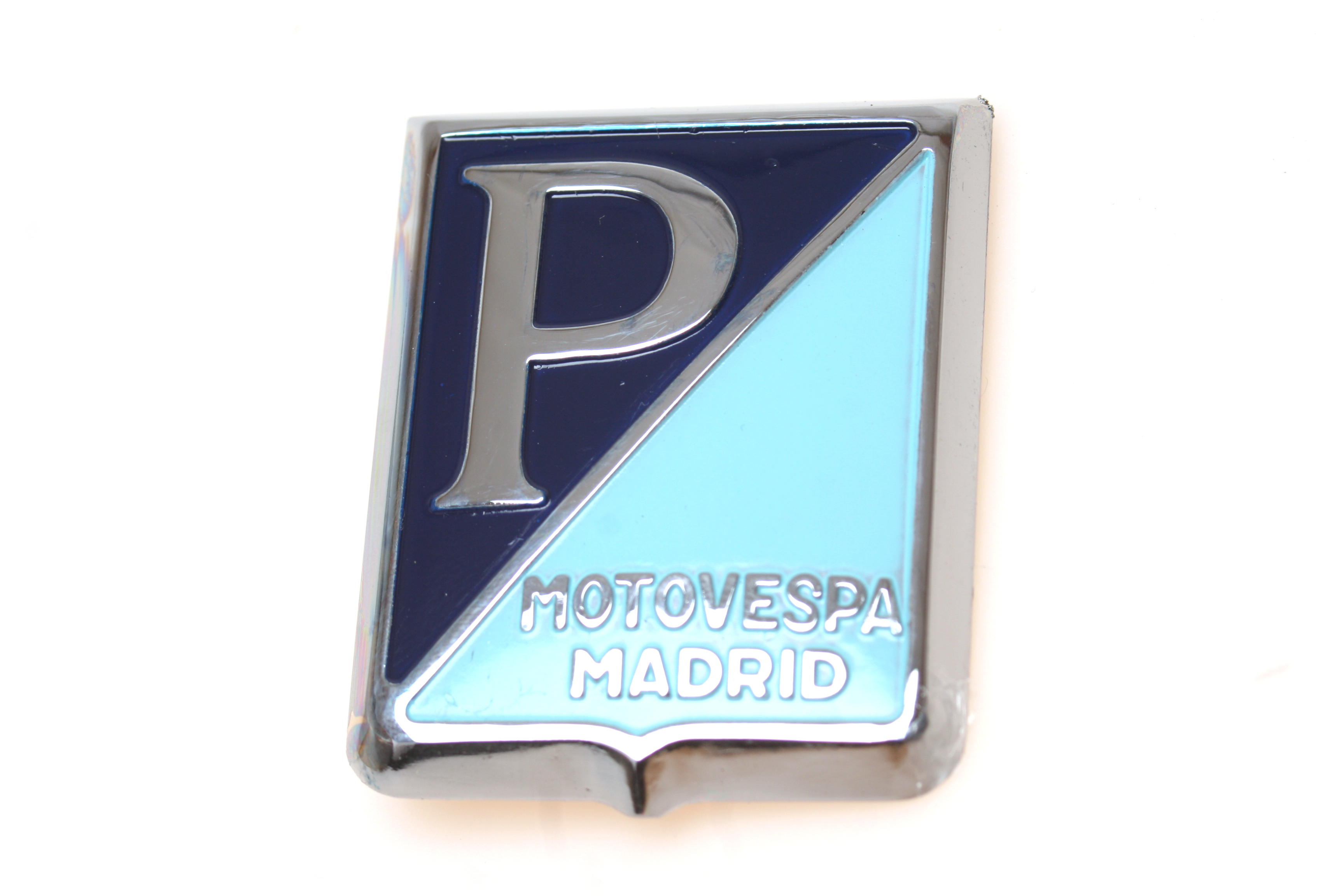 Emblem Motovespa, 4-Eck, emailliert, mit Klammern