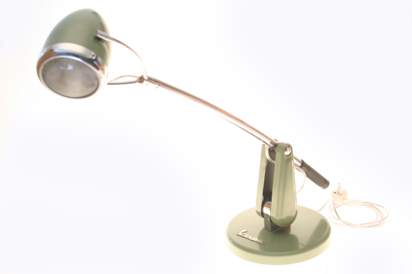 Tischlampe mit Dimmer, Metall/Chrom/vintagegrün, 67x22x50